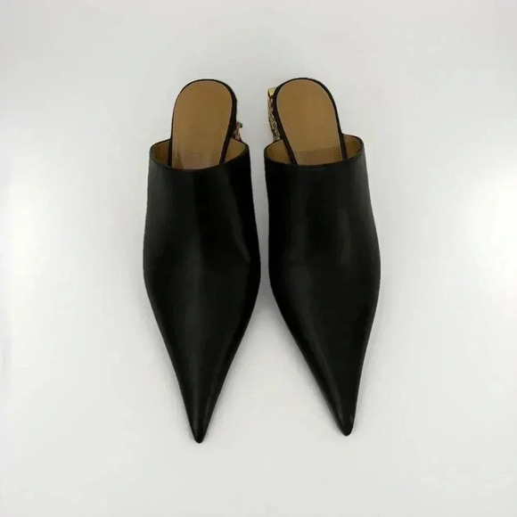NEW LOEWE Anagram Black Gold Pointed Slip On Mules 6Chunk Heel, SiZE 36EU - Picture 7 of 9